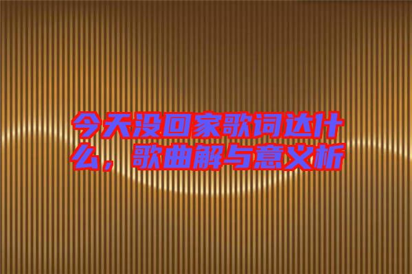 今天沒回家歌詞達(dá)什么，歌曲解與意義析