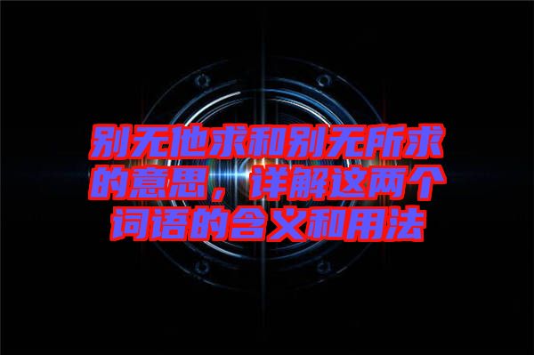 別無他求和別無所求的意思，詳解這兩個詞語的含義和用法