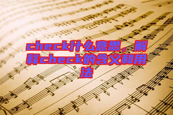 check什么意思，解釋check的含義和用法