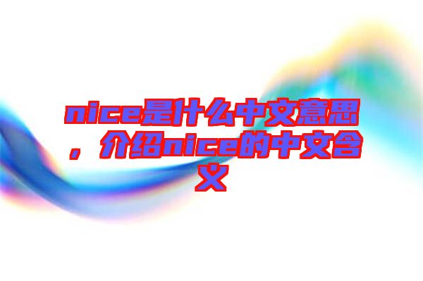 nice是什么中文意思，介紹nice的中文含義