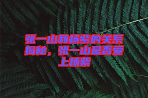 張一山和楊紫的關系揭秘，張一山是否愛上楊紫