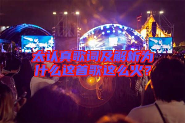 太認(rèn)真歌詞及解析為什么這首歌這么火？