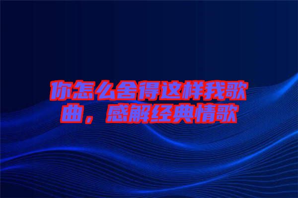 你怎么舍得這樣我歌曲，感解經(jīng)典情歌