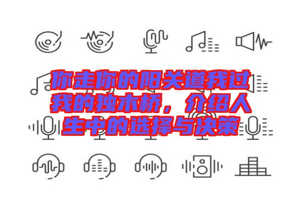 你走你的陽(yáng)關(guān)道我過(guò)我的獨(dú)木橋，介紹人生中的選擇與決策