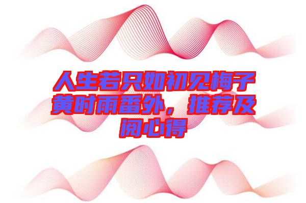 人生若只如初見梅子黃時雨番外，推薦及閱心得