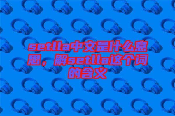 setlla中文是什么意思，解setlla這個詞的含義