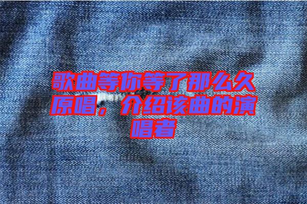 歌曲等你等了那么久原唱，介紹該曲的演唱者