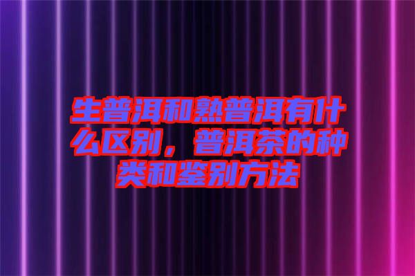 生普洱和熟普洱有什么區(qū)別，普洱茶的種類和鑒別方法
