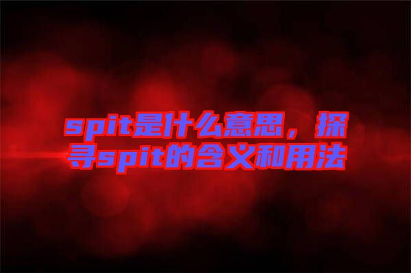 spit是什么意思，探尋spit的含義和用法
