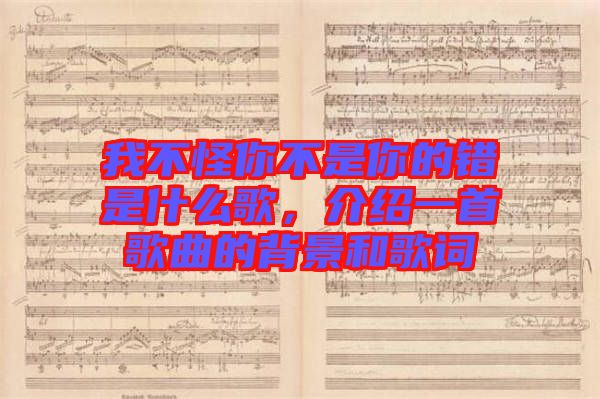 我不怪你不是你的錯是什么歌，介紹一首歌曲的背景和歌詞