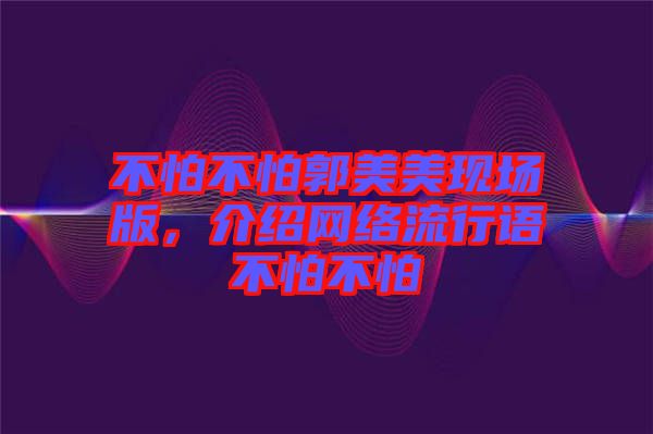 不怕不怕郭美美現(xiàn)場版，介紹網(wǎng)絡(luò)流行語不怕不怕