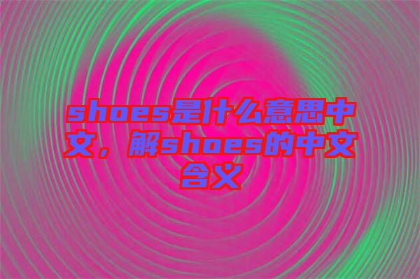 shoes是什么意思中文，解shoes的中文含義