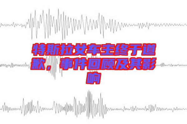 特斯拉女車主終于道歉，事件回顧及其影響