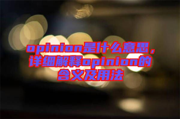 opinion是什么意思，詳細解釋opinion的含義及用法