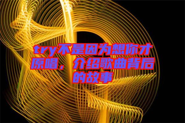 try不是因?yàn)橄肽悴旁?，介紹歌曲背后的故事