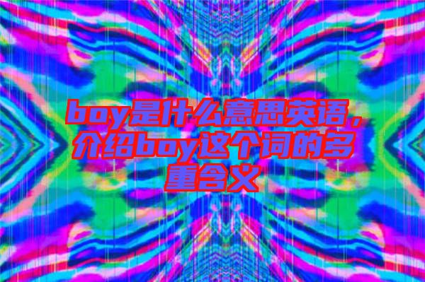 boy是什么意思英語，介紹boy這個詞的多重含義