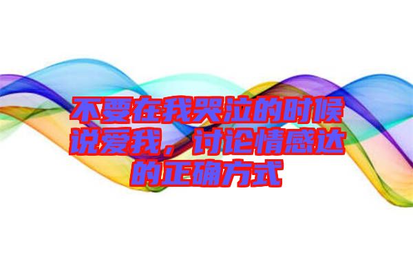 不要在我哭泣的時候說愛我，討論情感達(dá)的正確方式