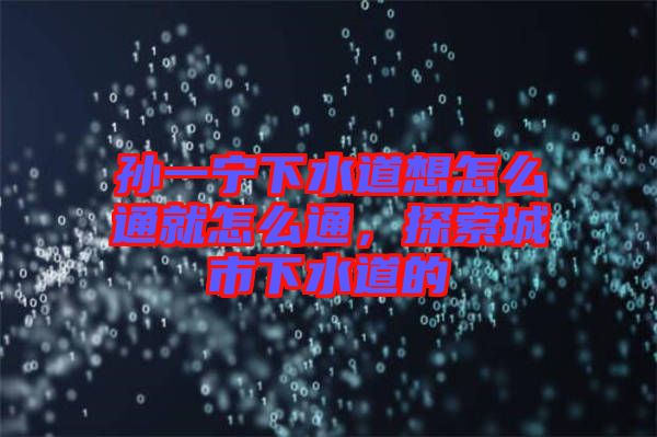 孫一寧下水道想怎么通就怎么通，探索城市下水道的