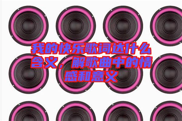 我的快樂歌詞達什么含義，解歌曲中的情感和意義