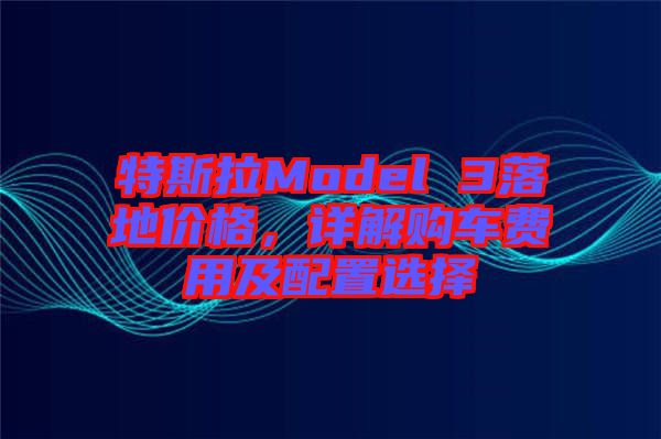 特斯拉Model 3落地價格，詳解購車費用及配置選擇