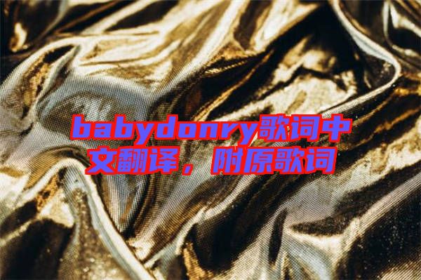 babydonry歌詞中文翻譯，附原歌詞