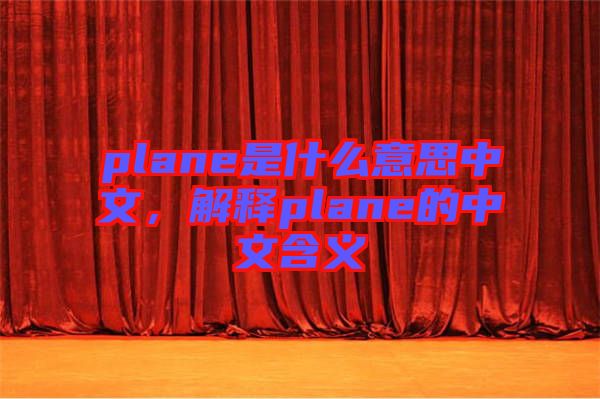 plane是什么意思中文，解釋plane的中文含義