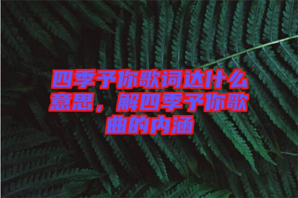 四季予你歌詞達(dá)什么意思，解四季予你歌曲的內(nèi)涵