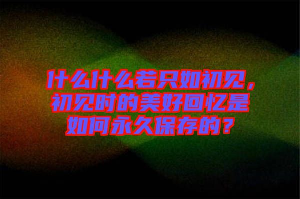 什么什么若只如初見，初見時的美好回憶是如何永久保存的？