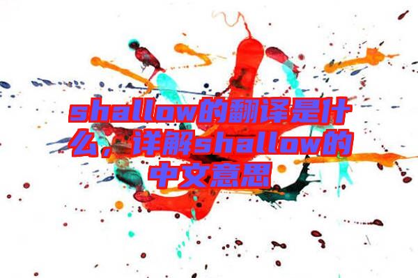 shallow的翻譯是什么，詳解shallow的中文意思