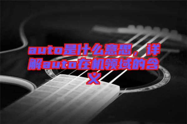 auto是什么意思，詳解auto在機領(lǐng)域的含義