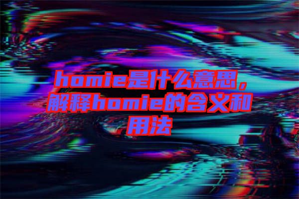 homie是什么意思，解釋homie的含義和用法