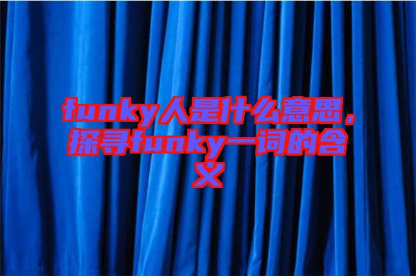 funky人是什么意思，探尋funky一詞的含義