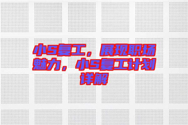 小S復(fù)工，展現(xiàn)職場(chǎng)魅力，小S復(fù)工計(jì)劃詳解