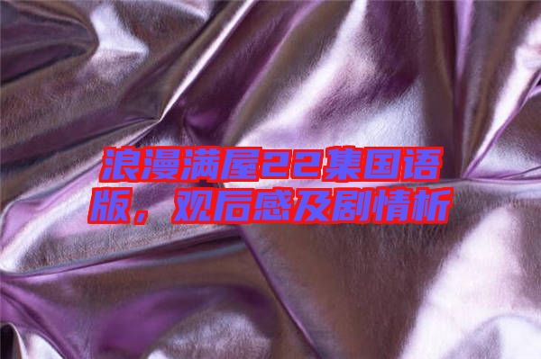 浪漫滿屋22集國語版，觀后感及劇情析