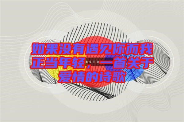 如果沒有遇見你而我正當(dāng)年輕，一首關(guān)于愛情的詩歌