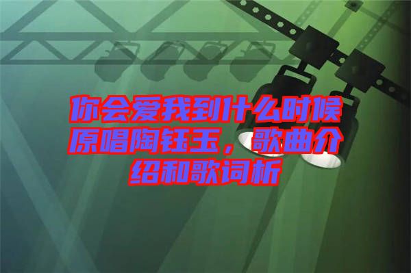 你會(huì)愛(ài)我到什么時(shí)候原唱陶鈺玉，歌曲介紹和歌詞析