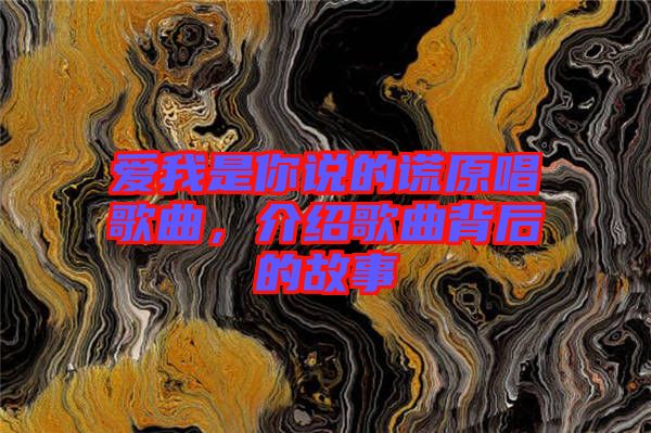 愛我是你說的謊原唱歌曲，介紹歌曲背后的故事