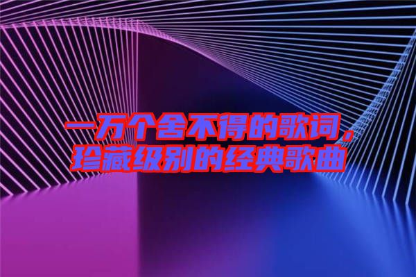 一萬個舍不得的歌詞，珍藏級別的經(jīng)典歌曲