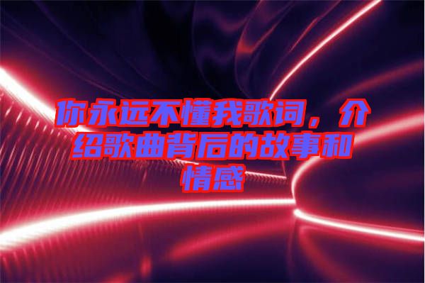你永遠(yuǎn)不懂我歌詞，介紹歌曲背后的故事和情感