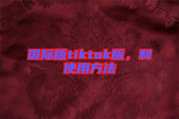 國(guó)際版tiktok版，和使用方法