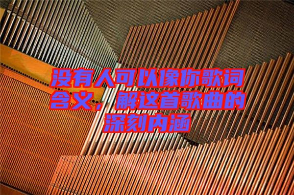 沒(méi)有人可以像你歌詞含義，解這首歌曲的深刻內(nèi)涵
