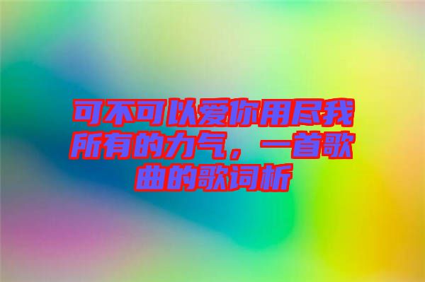 可不可以愛你用盡我所有的力氣，一首歌曲的歌詞析