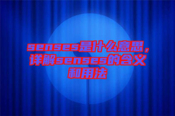 senses是什么意思，詳解senses的含義和用法