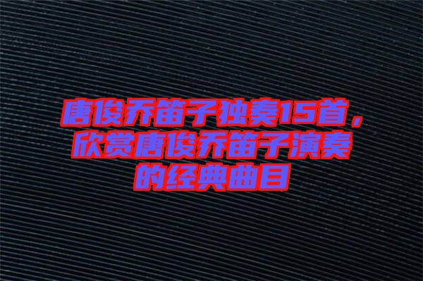 唐俊喬笛子獨(dú)奏15首，欣賞唐俊喬笛子演奏的經(jīng)典曲目