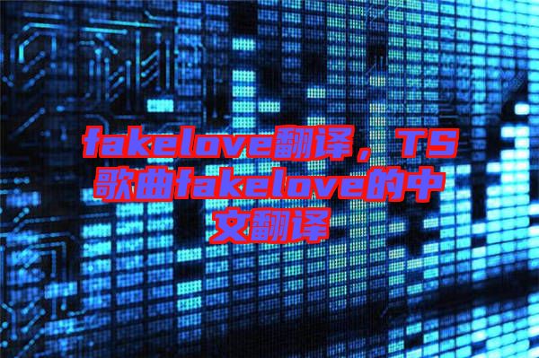 fakelove翻譯，TS歌曲fakelove的中文翻譯