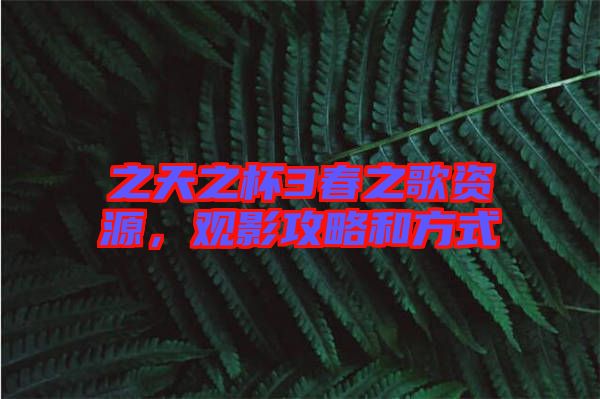 之天之杯3春之歌資源，觀影攻略和方式