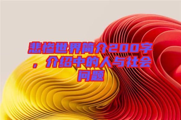 悲慘世界簡介200字，介紹中的人與社會問題