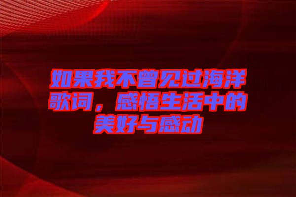 如果我不曾見過海洋歌詞，感悟生活中的美好與感動
