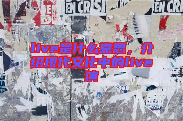 live是什么意思，介紹現(xiàn)代文化中的live演