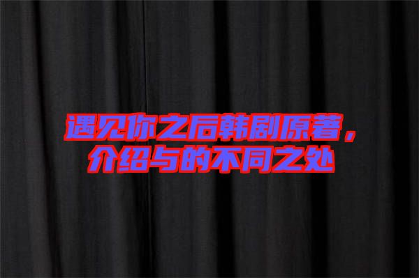 遇見你之后韓劇原著，介紹與的不同之處